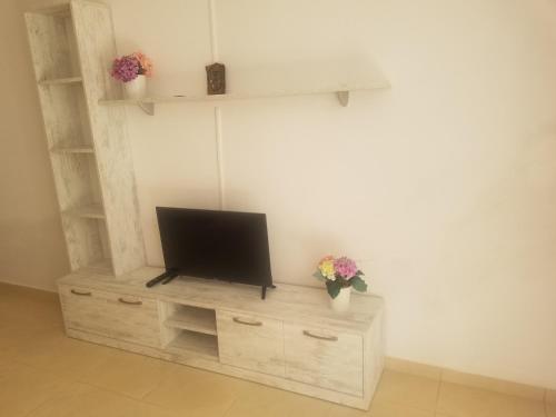 Televizorius ir (arba) pramogų centras apgyvendinimo įstaigoje Apartamente Duplex Berti