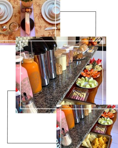 eine Collage mit Bildern von Speisen am Buffet in der Unterkunft Pousada Ô de Casa in Piranhas