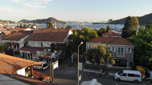 an overhead view of a small town with buildings at A&B Home Hotel in Göcek