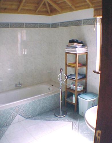 a bathroom with a tub and a toilet and a sink at Finca La Paz in Puntagorda