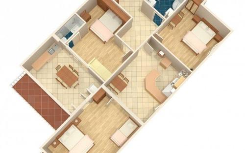 una configurazione di una camera con una disposizione del pavimento di Apartment MERI (4172) a Duće