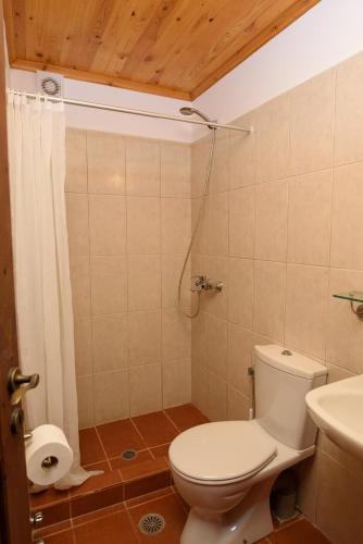 a bathroom with a toilet and a sink at Uranos Studios in Amorgos