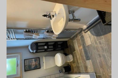 a bathroom with a sink and a toilet at Coorie Doon Cabin! Great Scottish Welcome in Fort Augustus