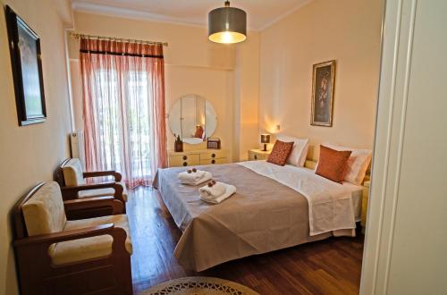 Posteľ alebo postele v izbe v ubytovaní Mouzakiaris Home Meteora View