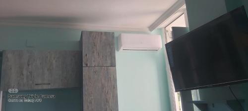 a room with a tv and a wall at Студия Радуга у моря Колхида in Batumi