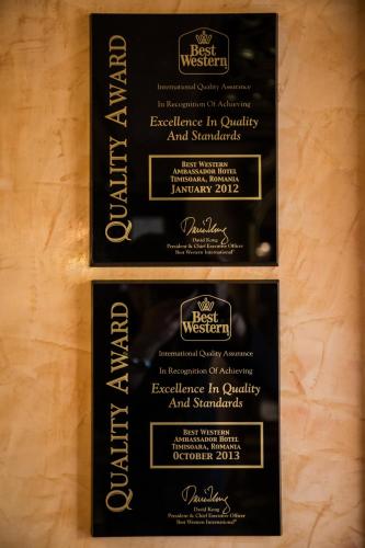 a set of three labels for a whiskey bottle at Ambassador Hotel in Timişoara