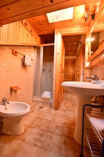 a bathroom with a sink and a toilet and a shower at Residence Raethia tra Bormio e Livigno in Valdidentro