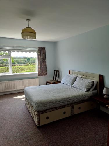 a bedroom with a bed and a window at The Bungalow Self-catering Accommodation in Ballybofey