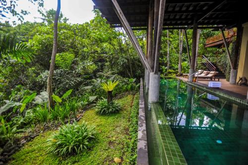 an infinity pool in a villa with a garden at Komaneka at Bisma Ubud in Ubud