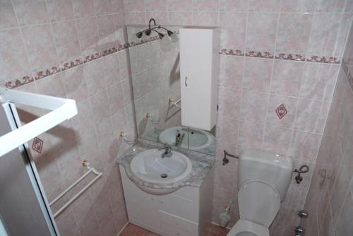 Baño pequeño con lavabo y aseo en Studio apartment in Savudrija with Terrace, Air condition, WIFI, Washing machine (123-8) en Savudrija