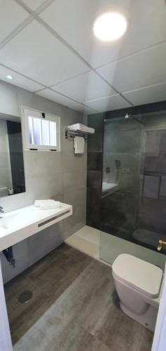 a bathroom with a toilet and a sink and a shower at Primavera Loix in Benidorm