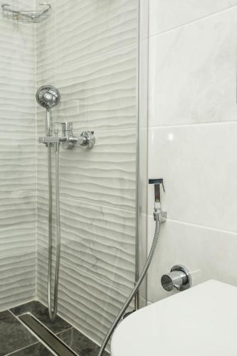 a shower in a bathroom with a toilet at Armoni Deluxe Suites Trabzon in Trabzon