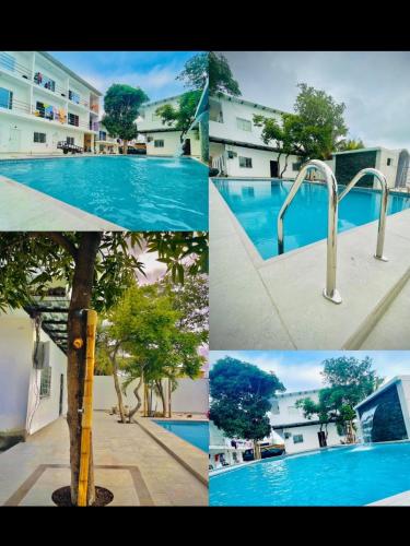 a collage of four pictures of a swimming pool at Preciosa Suite Familiar Dep-31 in Playas