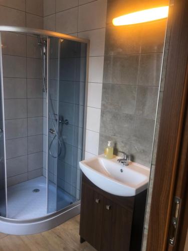 Ένα μπάνιο στο Aparthotel WADOWICE & Hostel GENERY