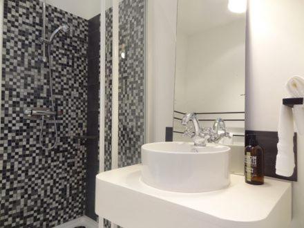 a bathroom with a sink and a shower at BULLES DE LOIRE in Saumur