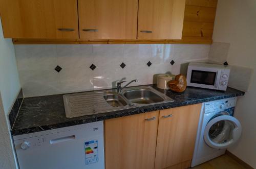 a kitchen with a sink and a washing machine at Apartment Haider 2 in Obertraun