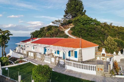 an aerial view of a house with an orange roof at Bay View Suites in Ayios Nikolaos Sithonia