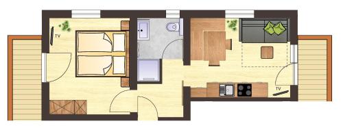 a floor plan of a small house at Haus Sonnwend in Ellmau