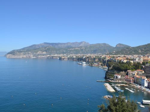 a view of a river with boats in a city at Hotel La Tonnarella in Sorrento