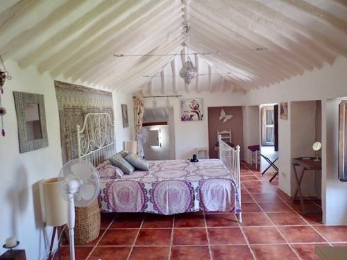 a bedroom with a large bed in a room at Hacienda la Suerte in Villanueva de Tapia