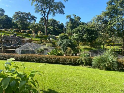 a garden with green grass and bushes and trees at Rancho Ecoturistico el Faro in La Mesa