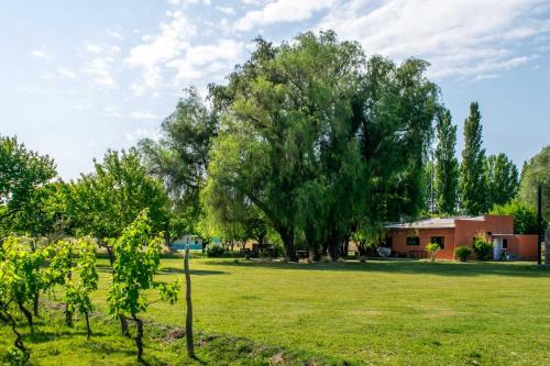 a large green field with trees and a house at Entre Acequias in General Alvear