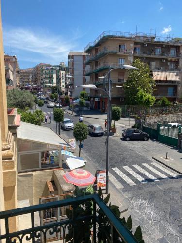 a view of a parking lot with a street with cars at Herculaneum home in Ercolano