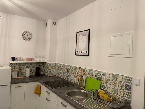 Kuchyň nebo kuchyňský kout v ubytování Apartament Maja na Spokojnej