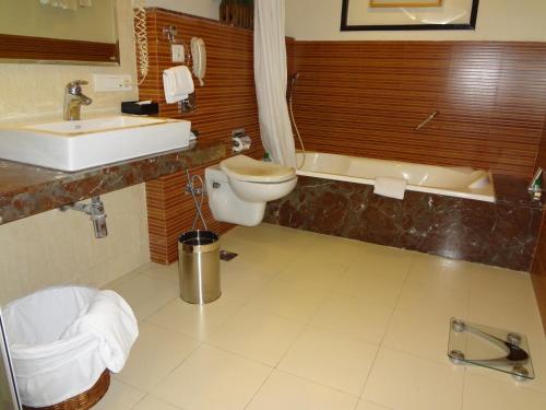 a bathroom with a toilet and a sink and a tub at Fortune Inn Sree Kanya, Visakhapatnam - Member ITC Hotels' Group in Visakhapatnam