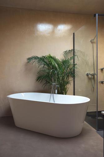 a bath tub with a plant in a bathroom at La Pileta in Vejer de la Frontera