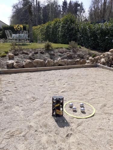 a hula hoop and three golf balls on the ground at LA BONNE ADRESSE 