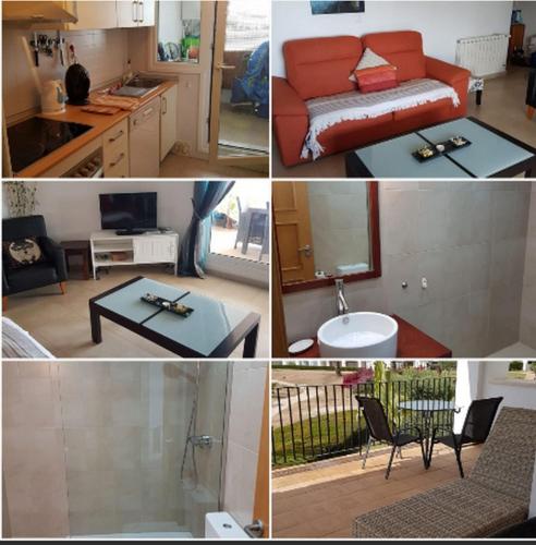 a collage of pictures of a kitchen and a living room at Emperador 302919-A Murcia Holiday Rentals Property in Roldán