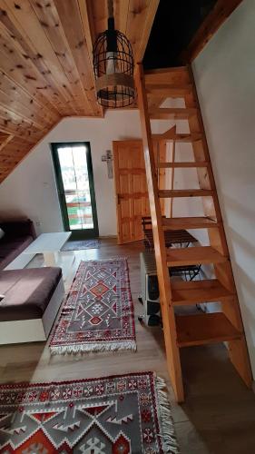 a staircase in a room with a rug and a stair case at Apartments Durmitor in Žabljak