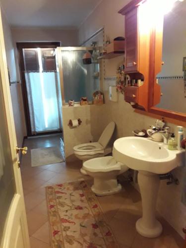 a bathroom with a toilet and a sink at Lovely Casa Paola in Villafranca di Verona