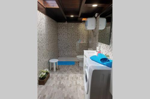 een badkamer met een witte wastafel en een toilet bij Apartamento Eucalipto in Mozaga