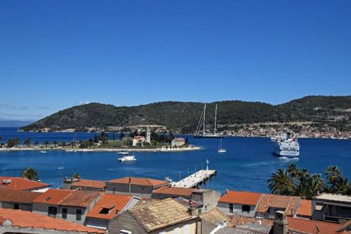 a view of a harbor with boats in the water at Apartment II Radisic beautiful view in Vis