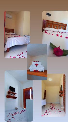 Ein Bett oder Betten in einem Zimmer der Unterkunft Suíte das flores em Guajiru