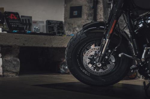 a close up of the front wheel of a motorcycle at Bed and Box - VT02 Locazione turistica in Viterbo