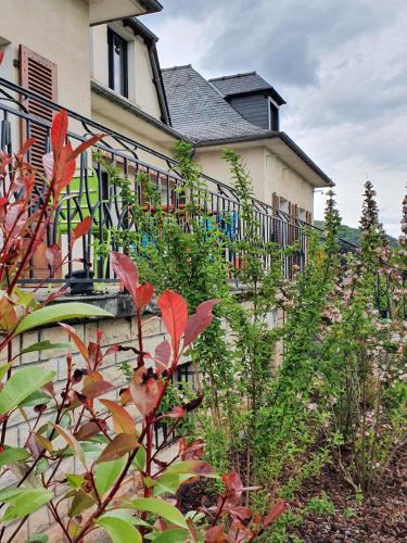 een huis met een hek en planten ervoor bij Le Curieux de Conques in Saint-Cyprien-sur-Dourdou