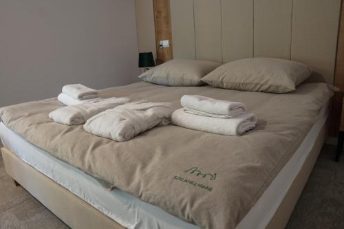 A bed or beds in a room at Szklane Lniane