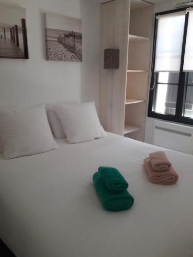 מיטה או מיטות בחדר ב-La Cabane Manon