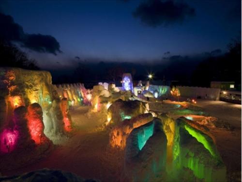 a skate park lit up at night with lights at Hotel Wing International Chitose in Chitose
