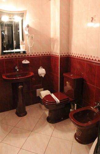 a bathroom with two toilets and a sink at Гостинний маєток in Myla