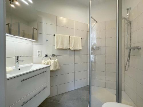 Een badkamer bij Haus Nordseekrabbe