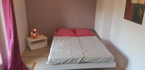 Ένα ή περισσότερα κρεβάτια σε δωμάτιο στο Charmant appartement vue sur la rivière.