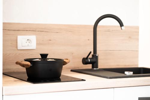 Kuchyň nebo kuchyňský kout v ubytování Apartment IVA Studio