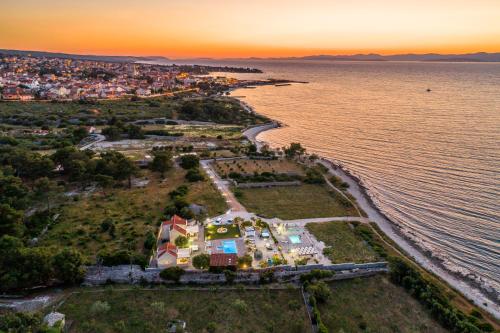 an aerial view of an island in the ocean at Villa Mis in Supetar