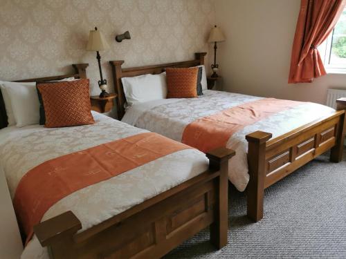 Duas camas sentadas uma ao lado da outra num quarto em Noraville House em Killarney