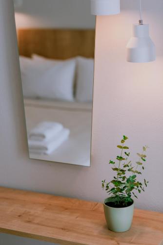 Postel nebo postele na pokoji v ubytování Alion apartments