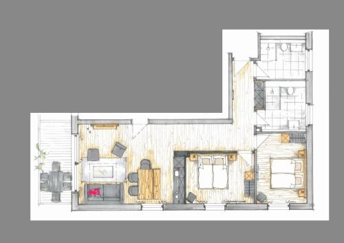 a drawing of a house with at moun10 urlaubswohnen in Garmisch-Partenkirchen